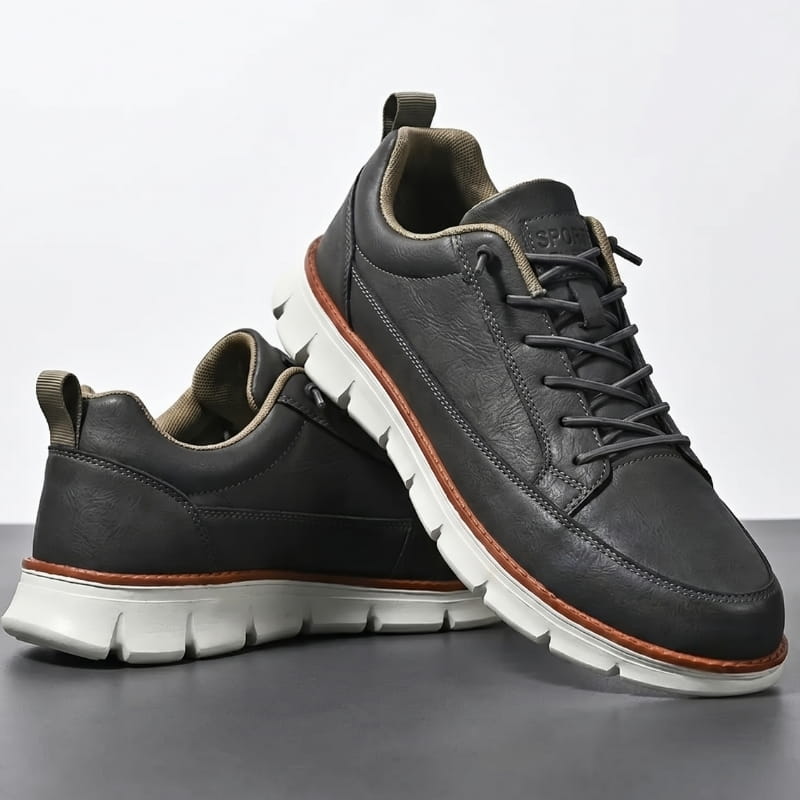 Jeorge Lightweight Lace Up Leather Sneakers – Cushioned Everyday Casual Shoes