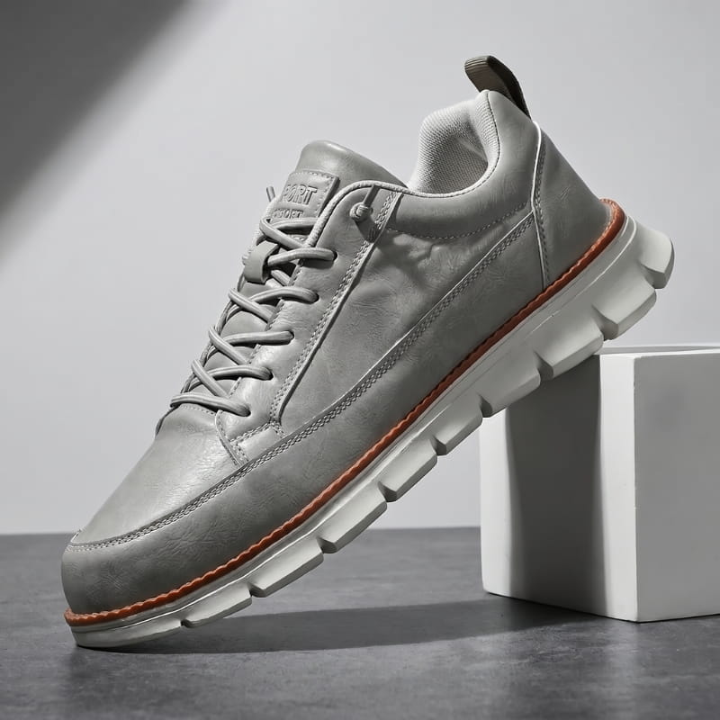 Jeorge Lightweight Lace Up Leather Sneakers – Cushioned Everyday Casual Shoes