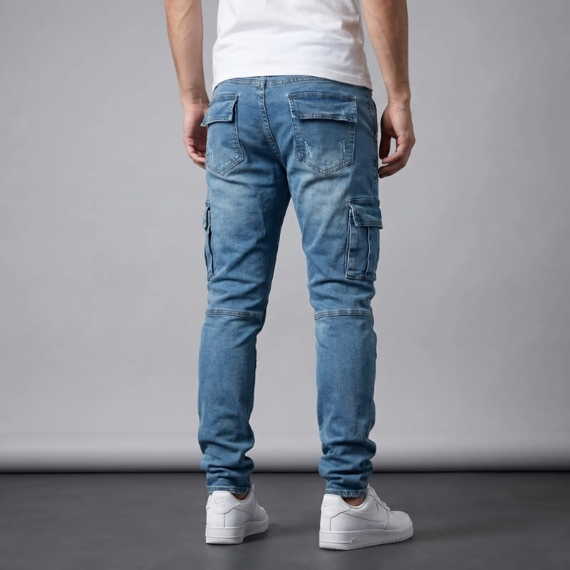 Brian Atelier Slim Stretch Cargo Denim Jeans – Modern Tapered Utility