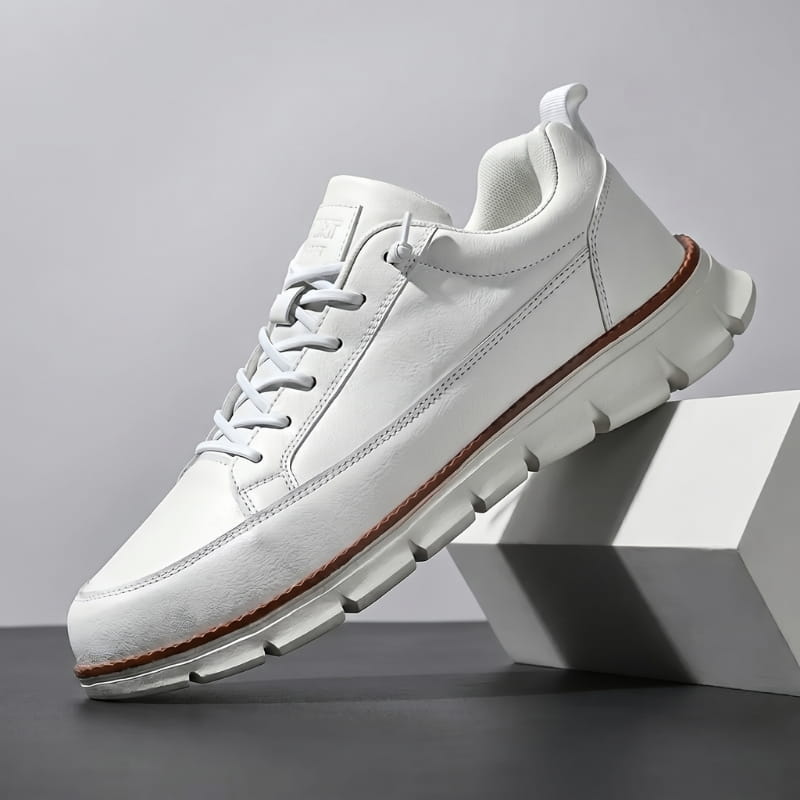 Jeorge Lightweight Lace Up Leather Sneakers – Cushioned Everyday Casual Shoes