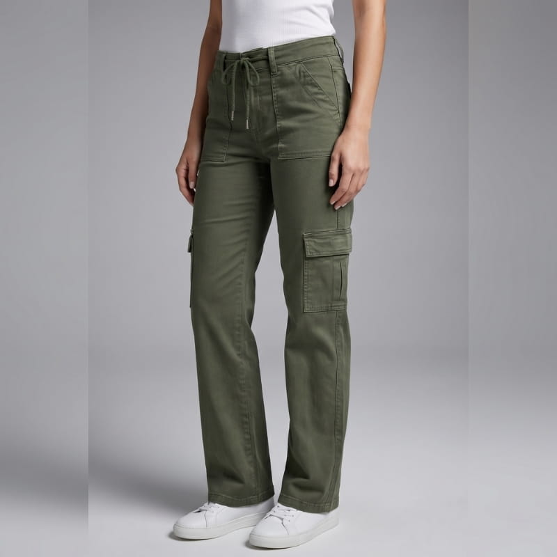 Myra Sueded Twill Wide-Leg Cargo Pants – Soft Stretch Utility Street Trousers