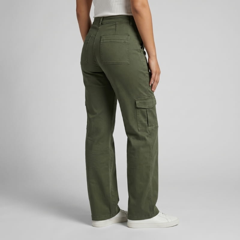 Myra Sueded Twill Wide-Leg Cargo Pants – Soft Stretch Utility Street Trousers