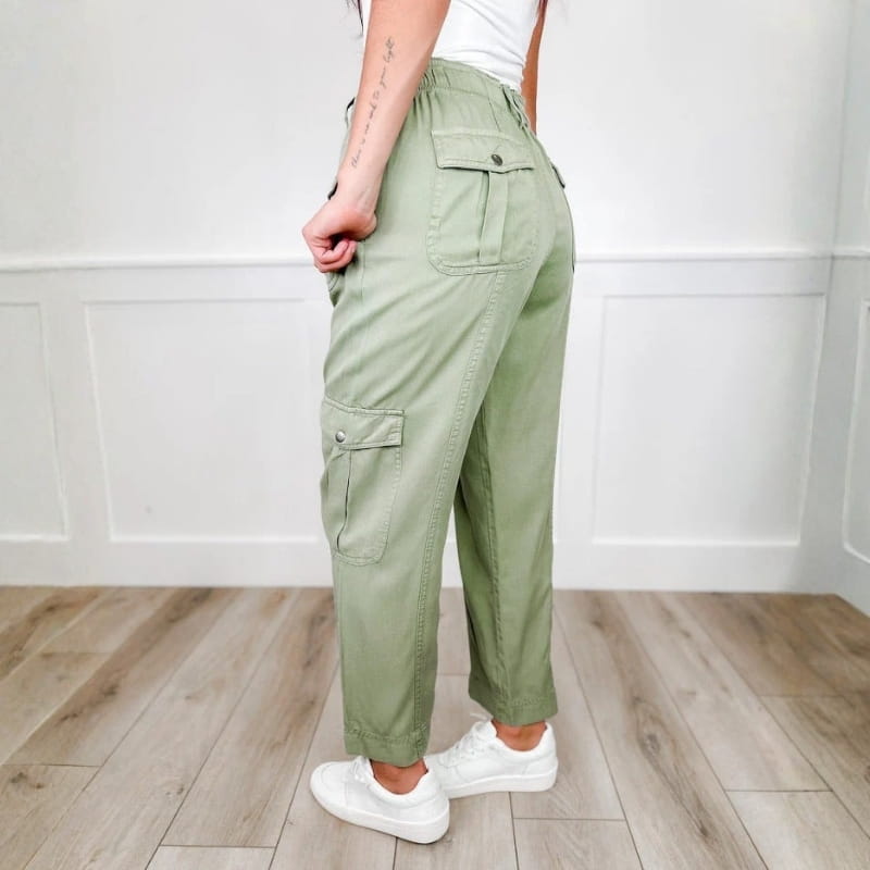 Raiza Tencel High Rise Relaxed Cargo Pants – Utility Everyday Trousers