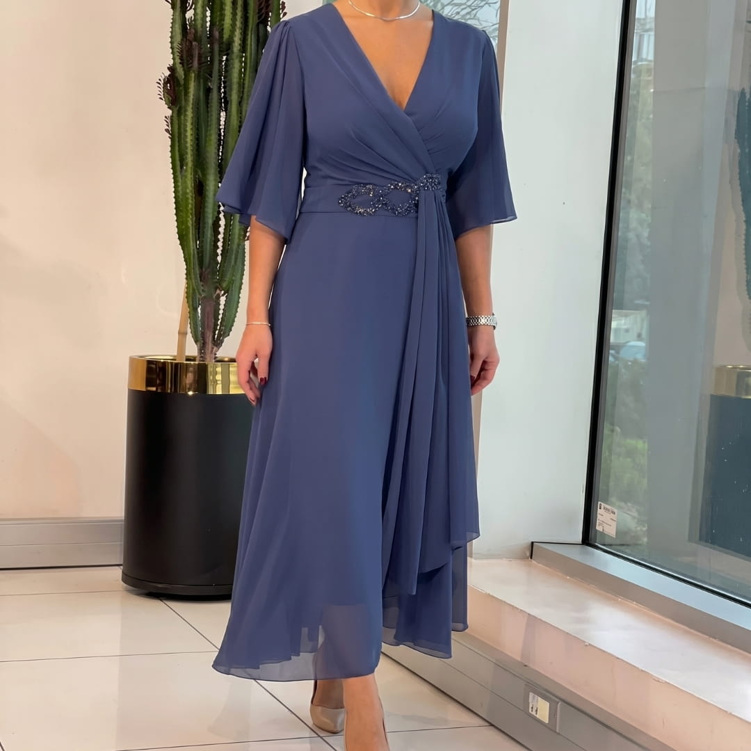 Emilie Flowing Midi Dress – Lightweight Elegant Versatile Occasion Wear