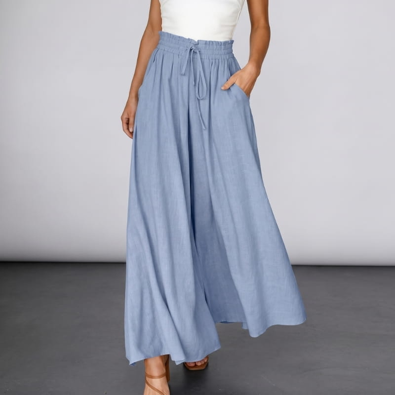 Carmen Linen High Waist Wide Leg Pants – Relaxed A-Line Elegance
