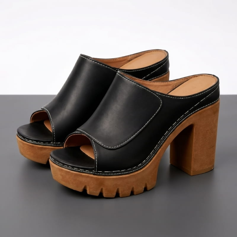 Geneva Soft Leather Platform Heeled Sandals – Supportive Elegant Style