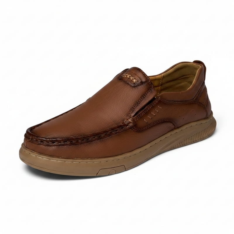 Edward Smooth Leather Slip-On Loafers – Flexible Comfort Sole Casual Shoes