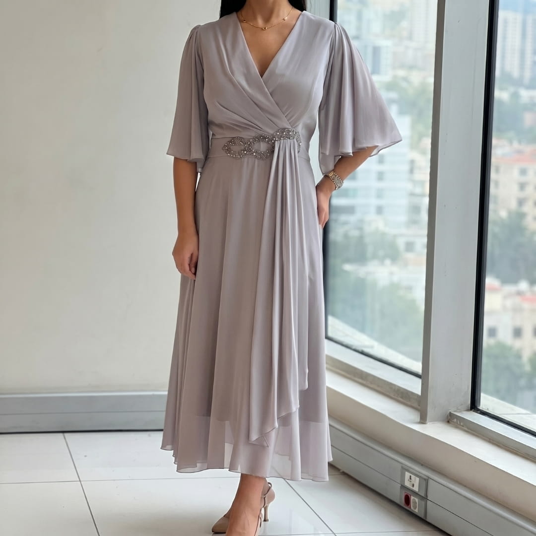 Emilie Flowing Midi Dress – Lightweight Elegant Versatile Occasion Wear