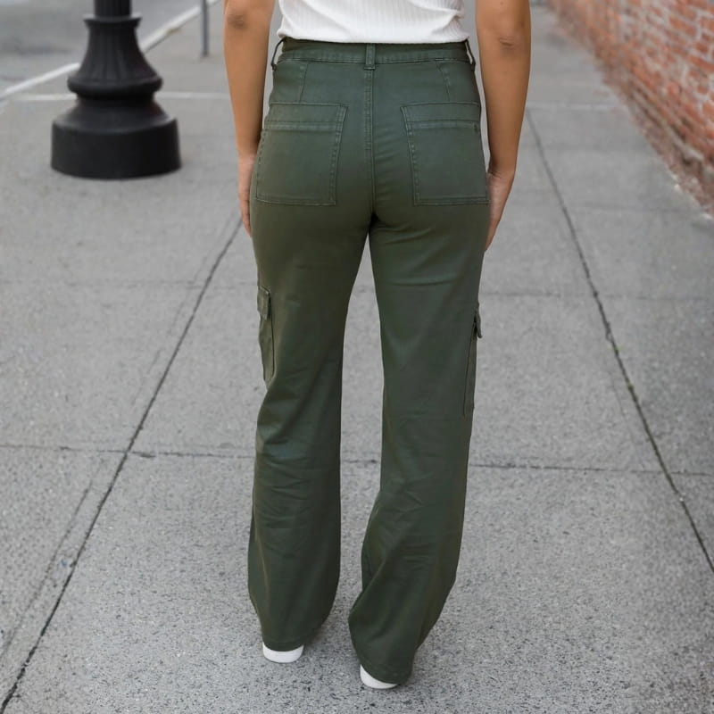 Myra Sueded Twill Wide-Leg Cargo Pants – Soft Stretch Utility Street Trousers