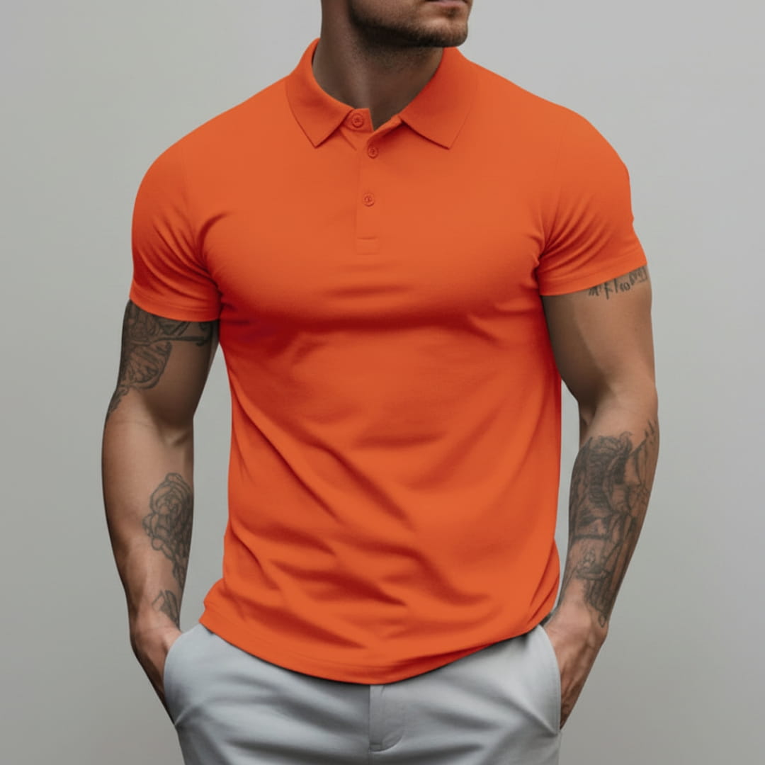 Axel Slim Fit Performance Stretch Polo Shirt – Breathable Athletic Casual Wear