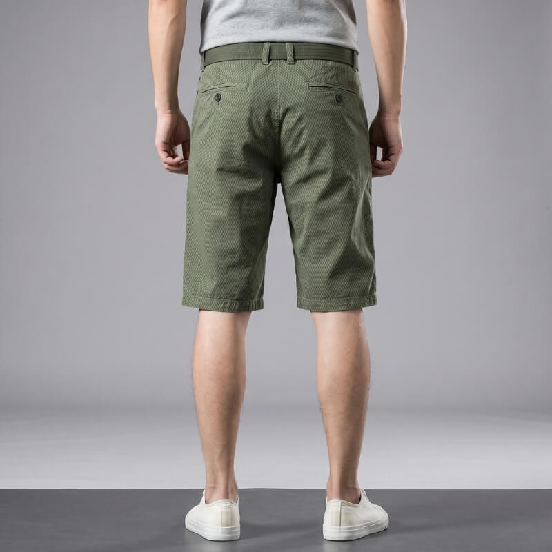 Rowan Cotton Check Shorts – Micro Checkerboard Zip Fly Relaxed Casual Summer Bottoms