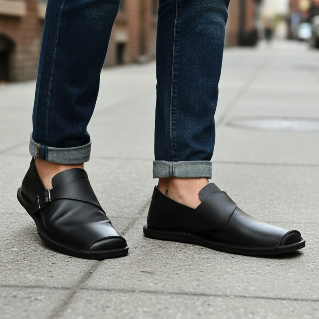 Laurent Leather Crossover Square Toe Loafers – Lightweight Comfort Casual Shoes