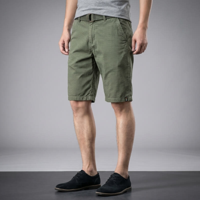 Rowan Cotton Check Shorts – Micro Checkerboard Zip Fly Relaxed Casual Summer Bottoms
