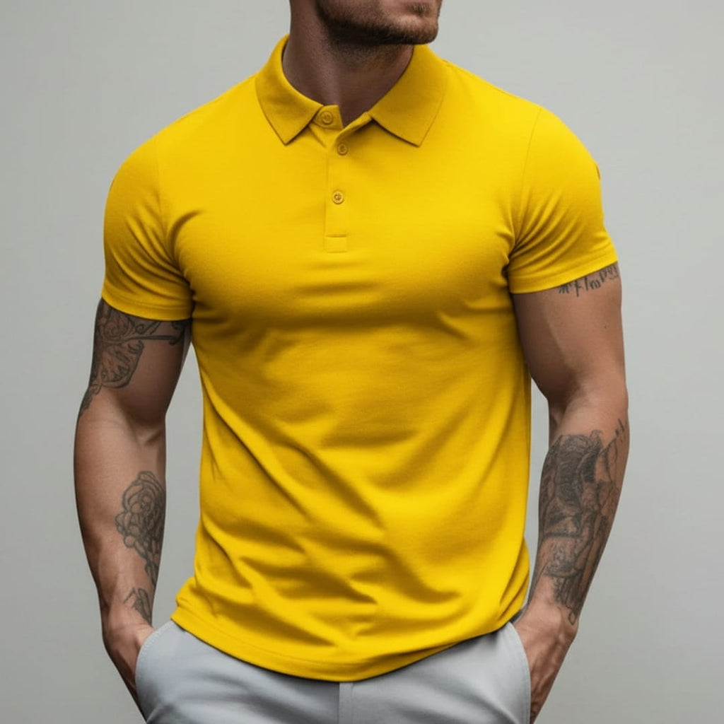 Axel Slim Fit Performance Stretch Polo Shirt – Breathable Athletic Casual Wear