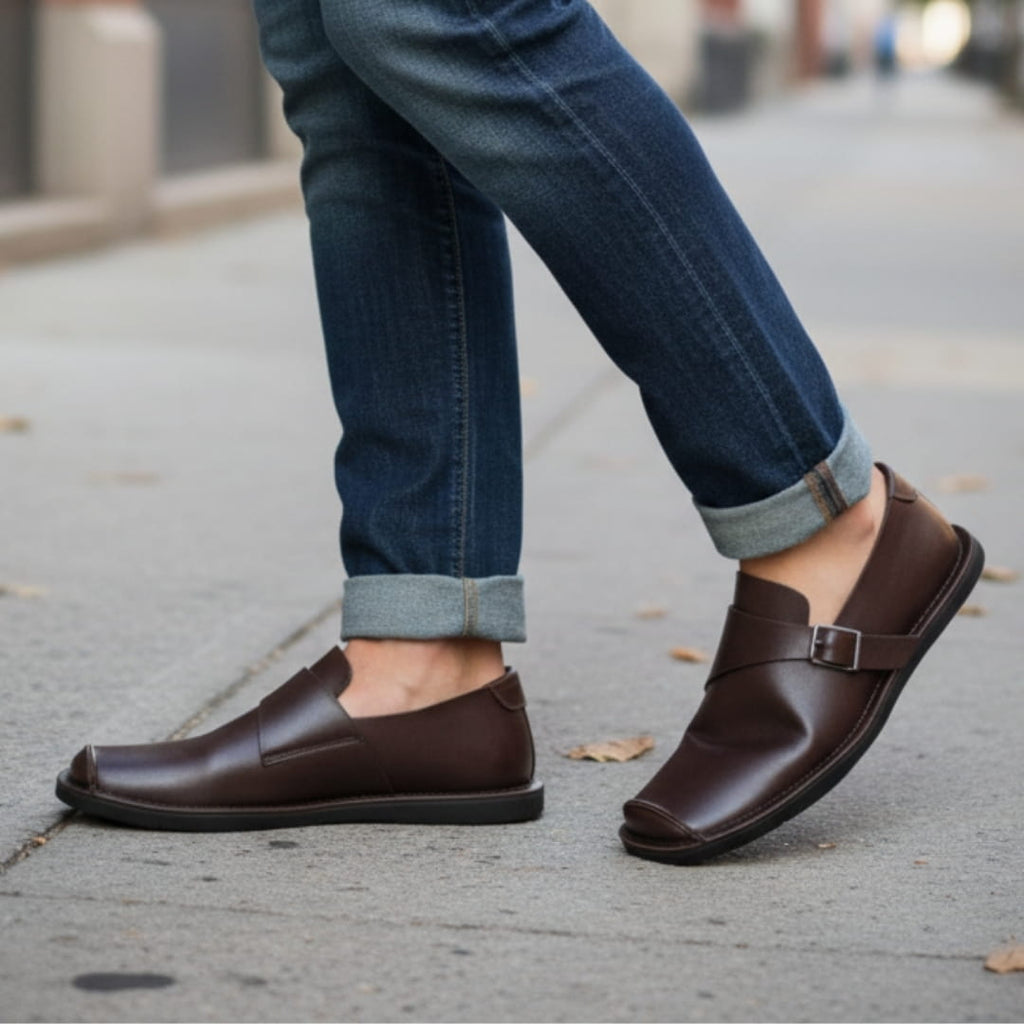 Laurent Leather Crossover Square Toe Loafers – Lightweight Comfort Casual Shoes