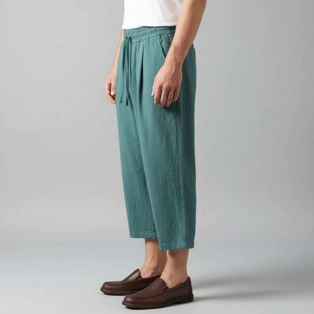 Julien Linen Blend Drawstring Pants – Lightweight Relaxed Fit Summer Trouser