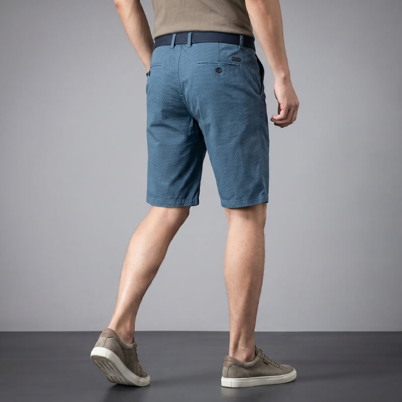 Rowan Cotton Check Shorts – Micro Checkerboard Zip Fly Relaxed Casual Summer Bottoms