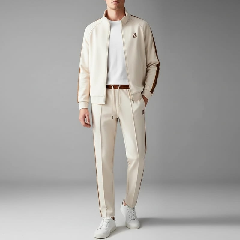 Valerio Lycra Quarter-Zip Tracksuit Set – Refined Sport Matching Outfit