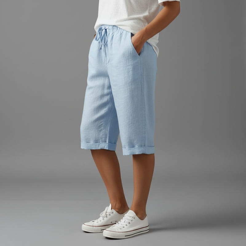 Crissa Cotton Linen Bermuda Shorts – Relaxed Fit Lightweight Casual Summer Wear