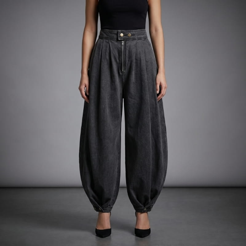 Darlene High Waist Barrel Denim Jeans – Sculpted Balloon Silhouette