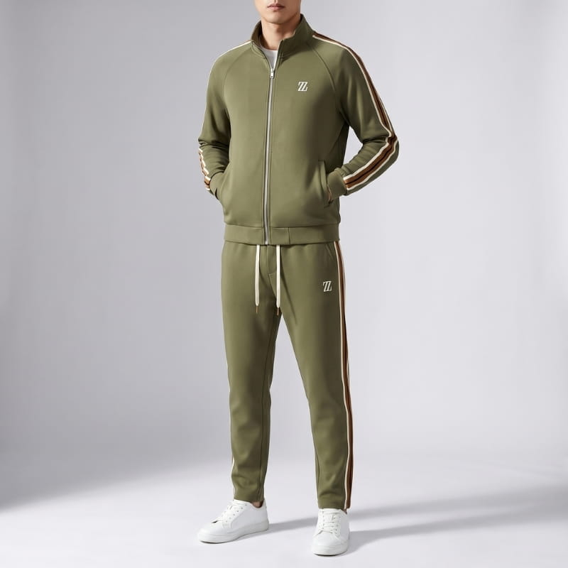 Valerio Lycra Quarter-Zip Tracksuit Set – Refined Sport Matching Outfit