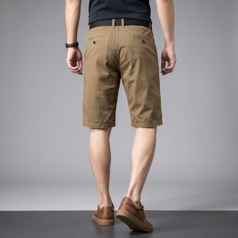 Rowan Cotton Check Shorts – Micro Checkerboard Zip Fly Relaxed Casual Summer Bottoms