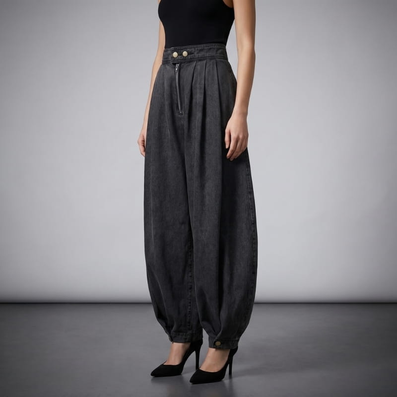Darlene High Waist Barrel Denim Jeans – Sculpted Balloon Silhouette