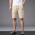 Flavio Cotton Linen Shorts – Elastic Waist Drawstring Stripe Detail Casual Summer Trousers