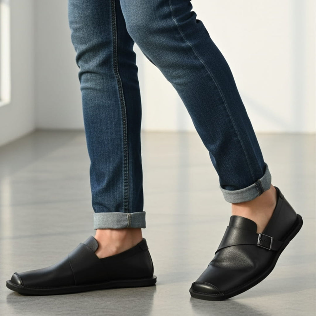 Laurent Leather Crossover Square Toe Loafers – Lightweight Comfort Casual Shoes
