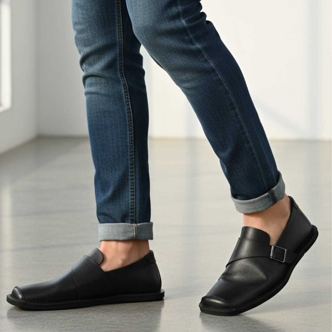 Laurent Leather Crossover Square Toe Loafers – Lightweight Comfort Casual Shoes