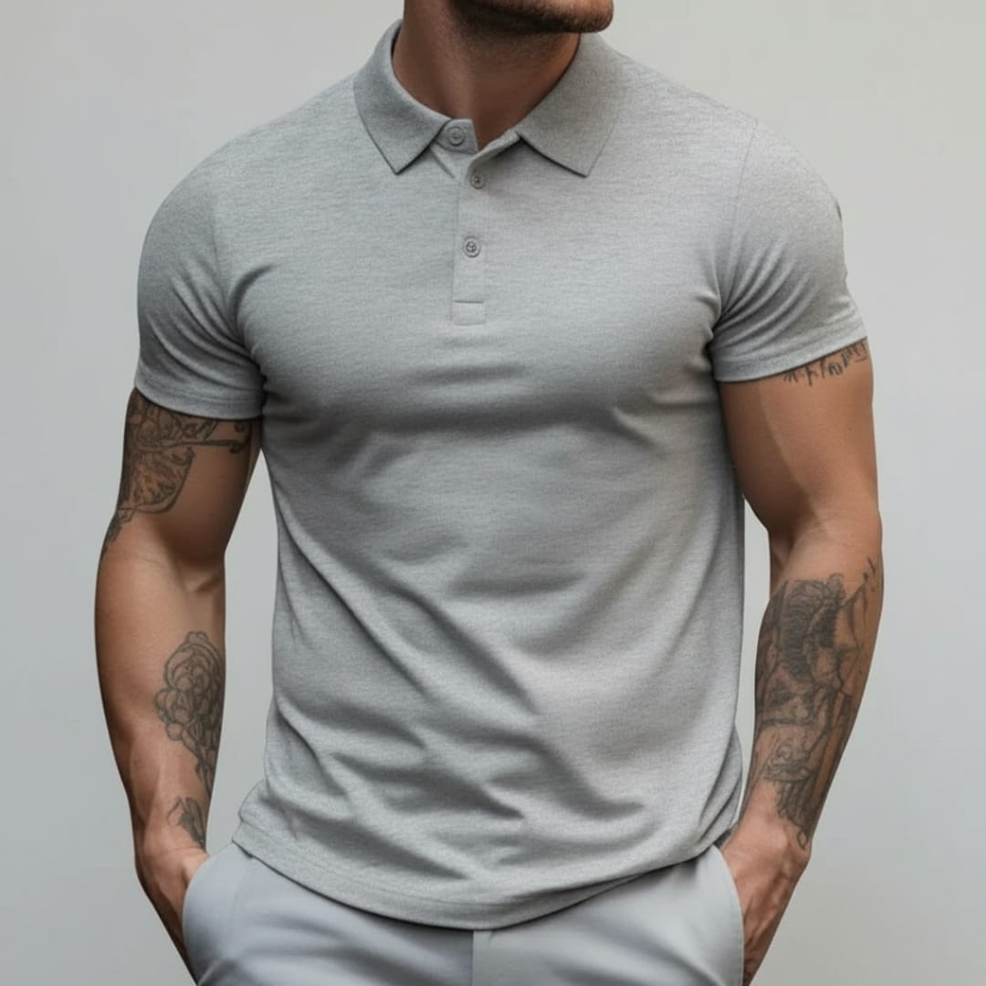 Axel Slim Fit Performance Stretch Polo Shirt – Breathable Athletic Casual Wear