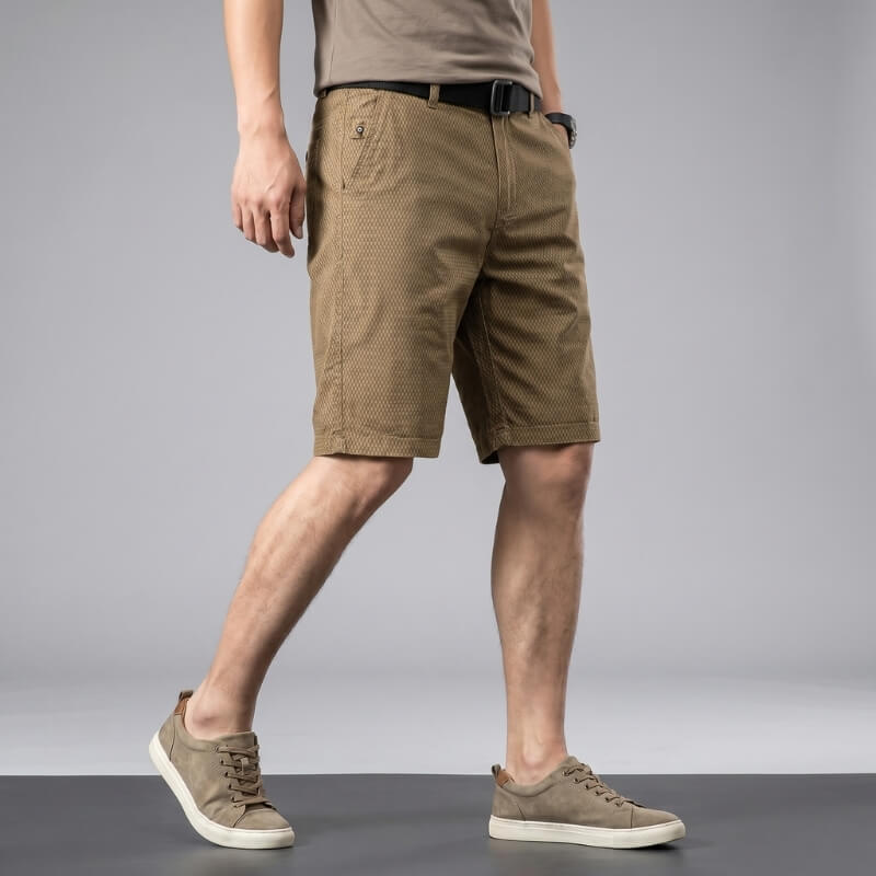 Rowan Cotton Check Shorts – Micro Checkerboard Zip Fly Relaxed Casual Summer Bottoms