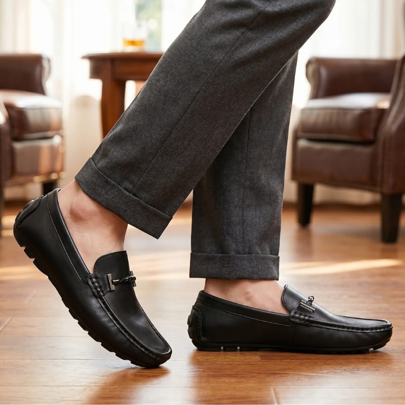 Jaden Italian Leather Slip-On Loafers – Anti-Slip Driving Casual Shoes Flexible Comfort