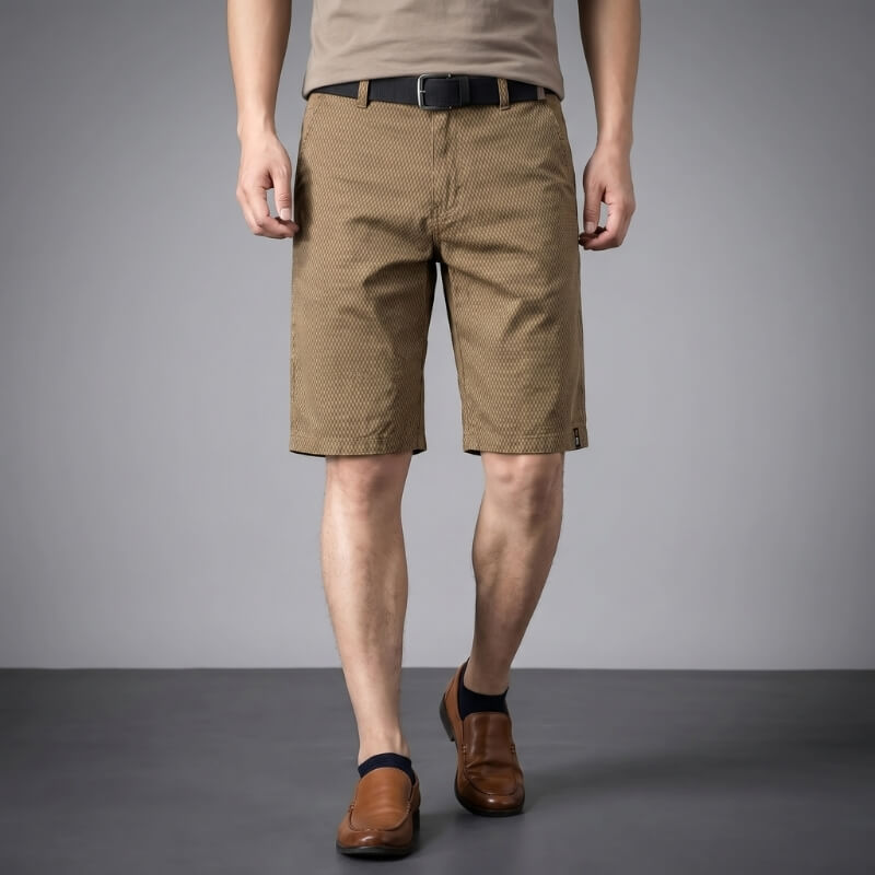 Rowan Cotton Check Shorts – Micro Checkerboard Zip Fly Relaxed Casual Summer Bottoms