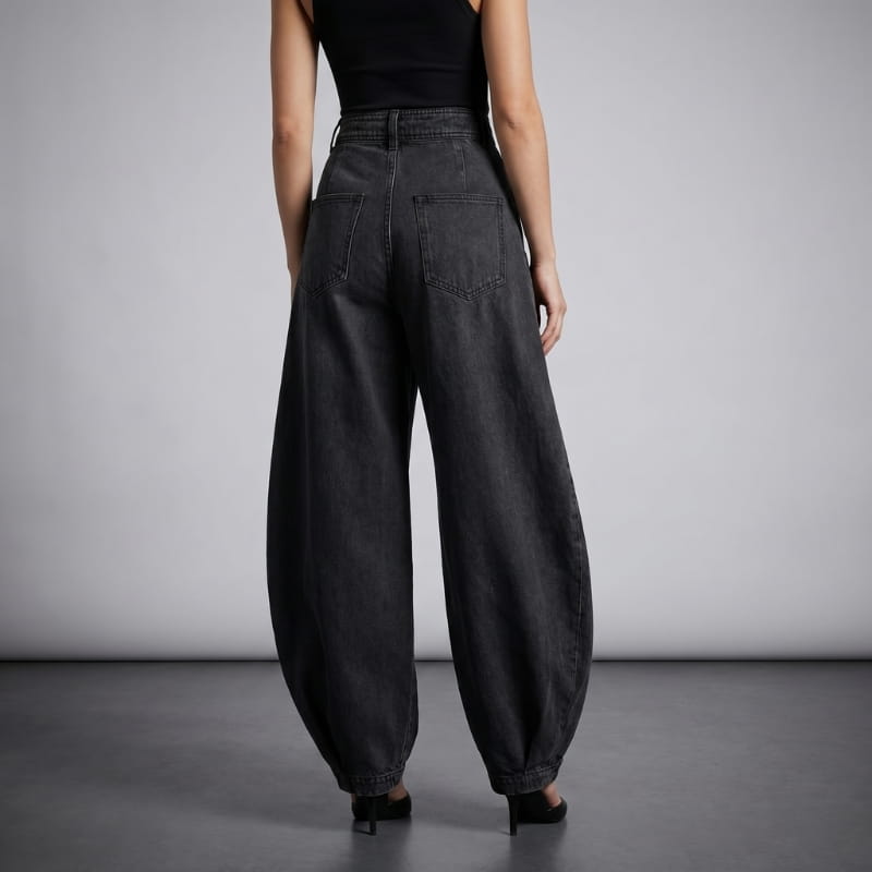 Darlene High Waist Barrel Denim Jeans – Sculpted Balloon Silhouette