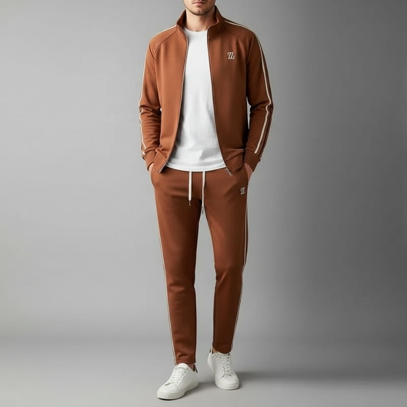 Valerio Lycra Quarter-Zip Tracksuit Set – Refined Sport Matching Outfit
