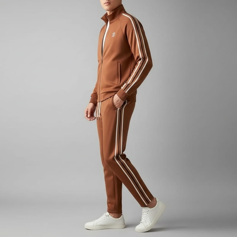 Valerio Lycra Quarter-Zip Tracksuit Set – Refined Sport Matching Outfit