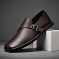 Laurent Leather Crossover Square Toe Loafers – Lightweight Comfort Casual Shoes