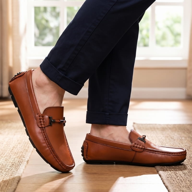 Jaden Italian Leather Slip-On Loafers – Anti-Slip Driving Casual Shoes Flexible Comfort