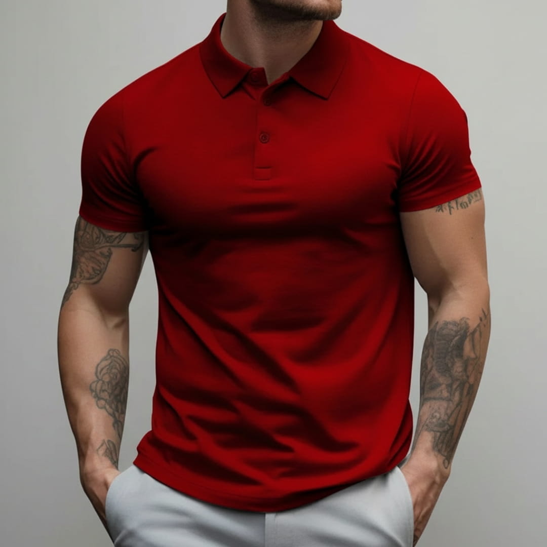 Axel Slim Fit Performance Stretch Polo Shirt – Breathable Athletic Casual Wear