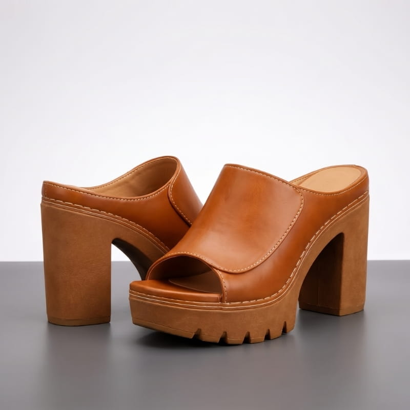 Geneva Soft Leather Platform Heeled Sandals – Supportive Elegant Style