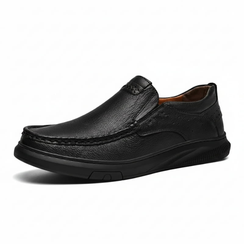 Edward Smooth Leather Slip-On Loafers – Flexible Comfort Sole Casual Shoes