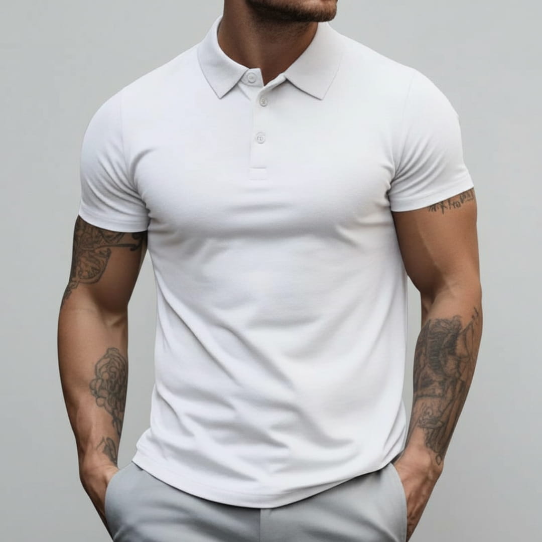 Axel Slim Fit Performance Stretch Polo Shirt – Breathable Athletic Casual Wear