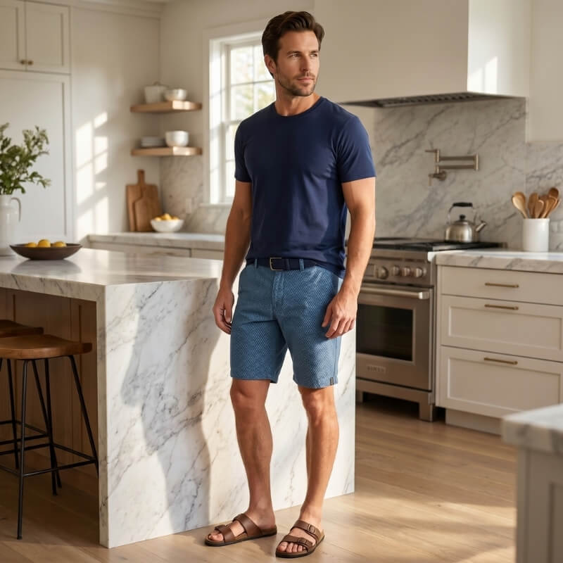 Rowan Cotton Check Shorts – Micro Checkerboard Zip Fly Relaxed Casual Summer Bottoms