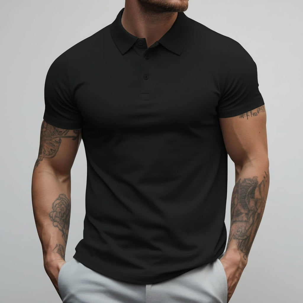 Axel Slim Fit Performance Stretch Polo Shirt – Breathable Athletic Casual Wear