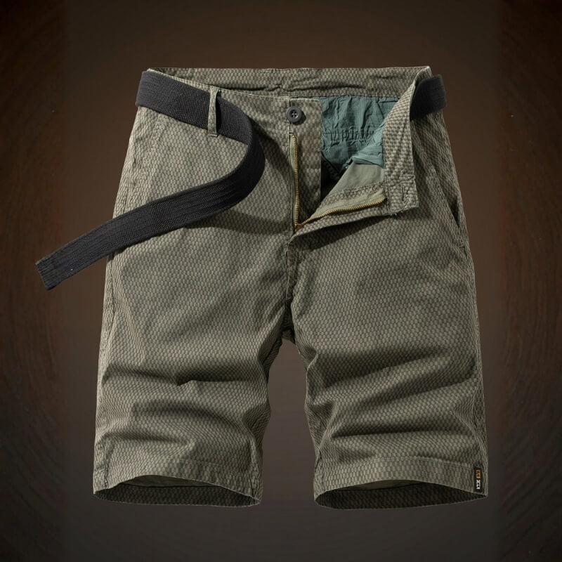 Rowan Cotton Check Shorts – Micro Checkerboard Zip Fly Relaxed Casual Summer Bottoms