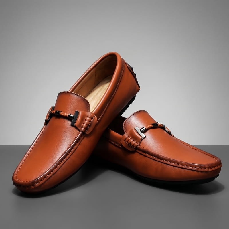 Jaden Italian Leather Slip-On Loafers – Anti-Slip Driving Casual Shoes Flexible Comfort