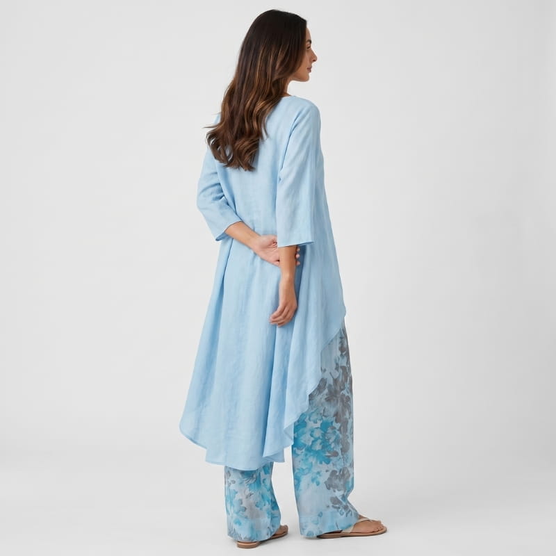Herlene Woven Two-Piece Set – Asymmetric Hem Top Floral Print Wide Leg Trouser Boho Outfit