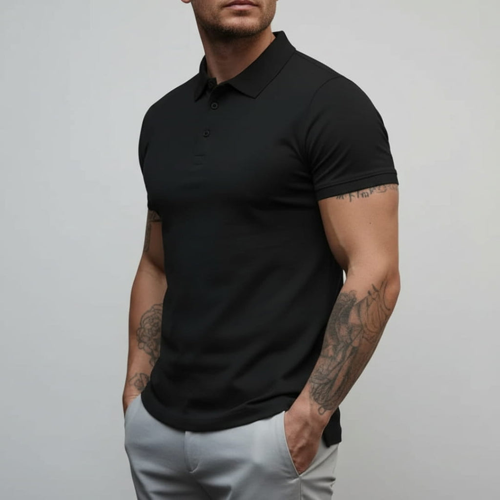 Axel Slim Fit Performance Stretch Polo Shirt – Breathable Athletic Casual Wear