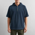 Randy Corduroy Cotton Quarter-Zip Hoodie Shirt – Oversized Relaxed Layer